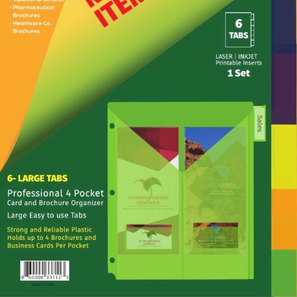 Pamphlet Sleeves Holder Brochure Organizer Business Card Holder for 3Ring Binder - Picture 3 of 4